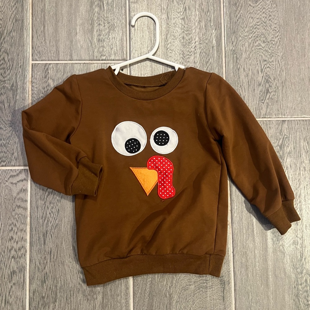 Brown Kids Shirt with Fun Turkey Design